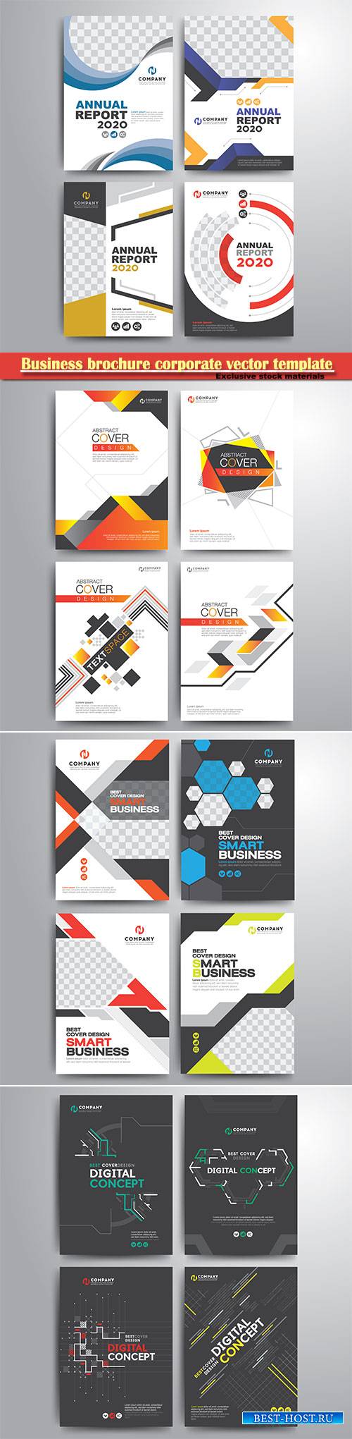 Business brochure corporate vector template, magazine flyer mockup # 10