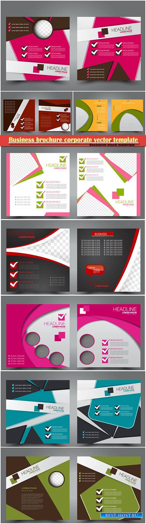 Business brochure corporate vector template, magazine flyer mockup # 14