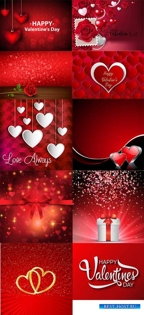 Романтические фоны с сердцами - 5 - Векторный клипарт / Romantic heart backgrounds - 5 - Vector Graphics