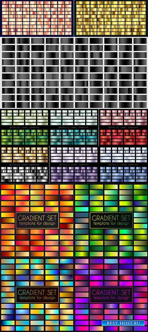 Набор разноцветных градиентов в векторе / Set of multicolored gradients in  ...