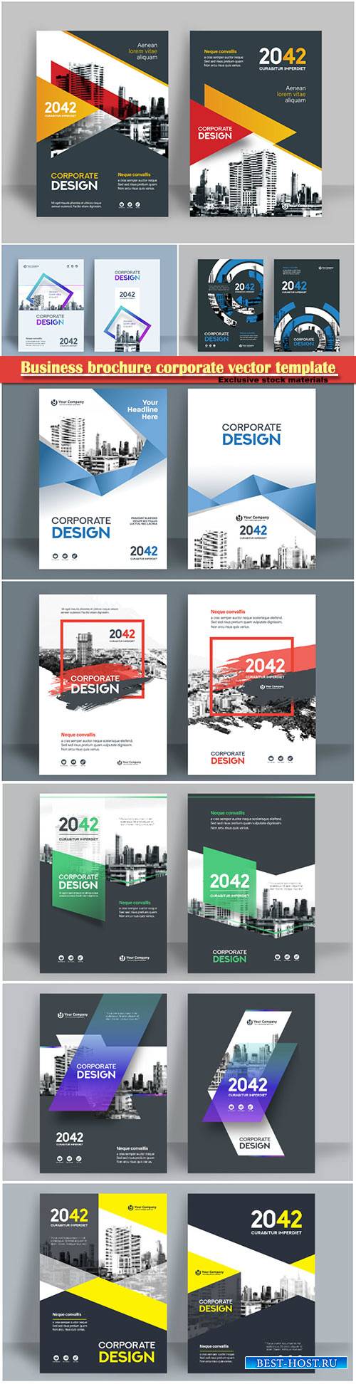 Business brochure corporate vector template, magazine flyer mockup # 20