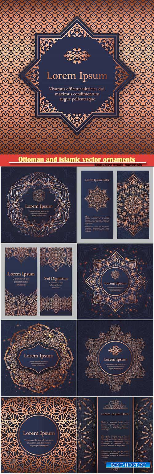 Ottoman and islamic vector ornaments for wedding invitation, book cover or flyer, floral pattern