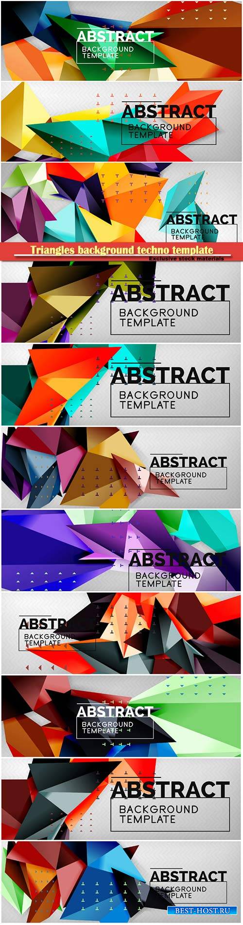 Triangles background techno template, vector illustration