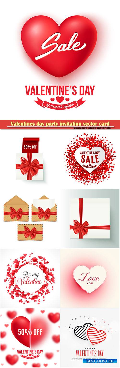 Valentines day party invitation vector card # 28