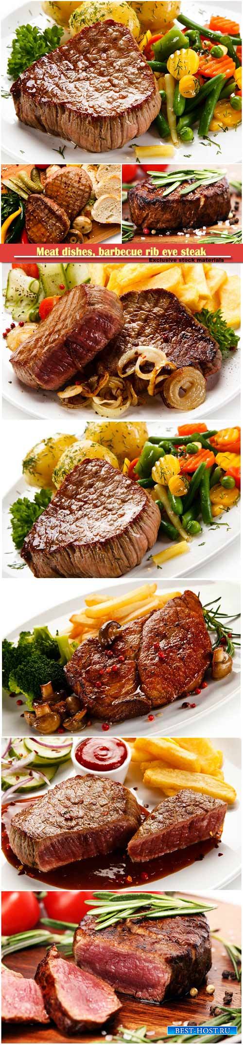 Meat dishes, barbecue rib eye steak, tenderloin filet mignon