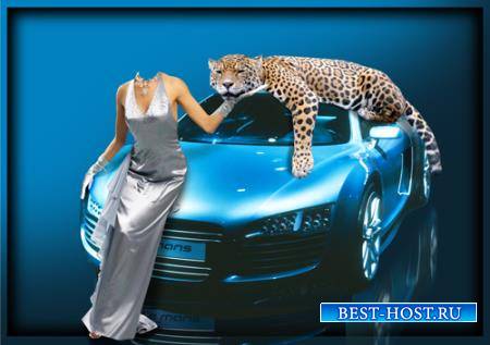 Фотошаблон для девушки - Девушка с ягуаром