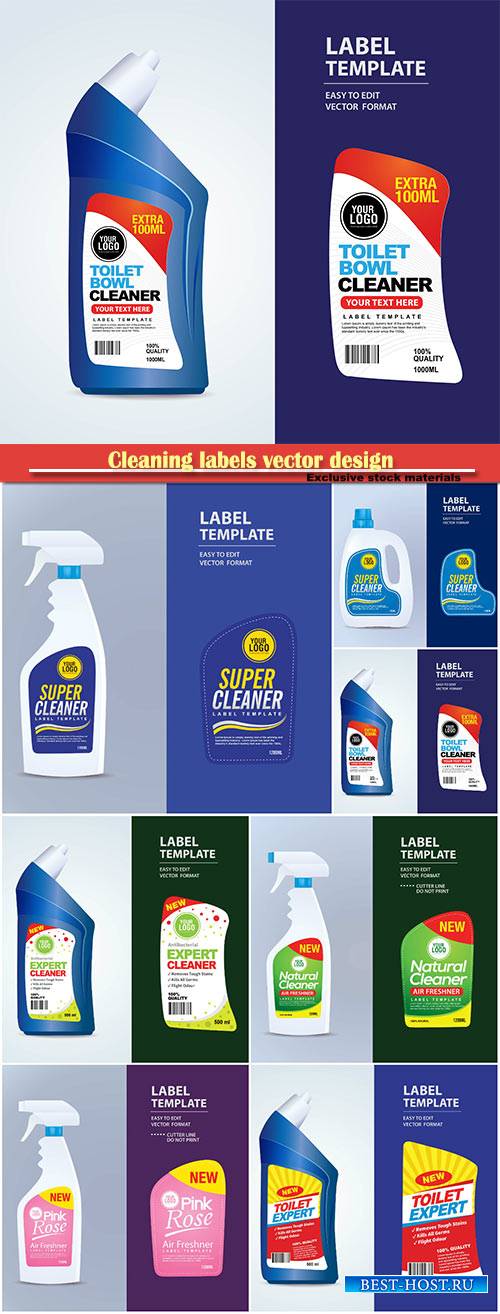 Cleaning labels vector design