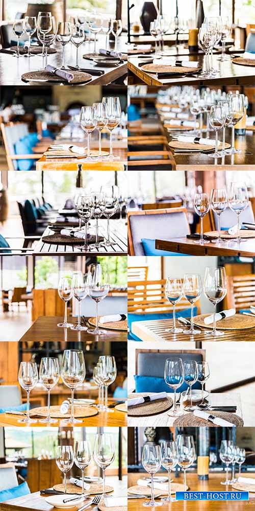 Сервировка стола в ресторане - Растровый клипарт / Restaurant Table Setting - Raster clipart
