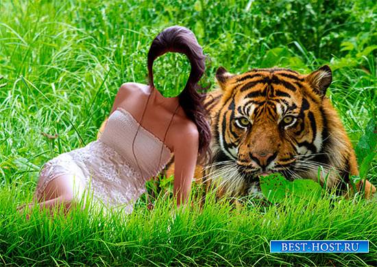 Женский костюм для фотомонтажа - Девушка с тигром