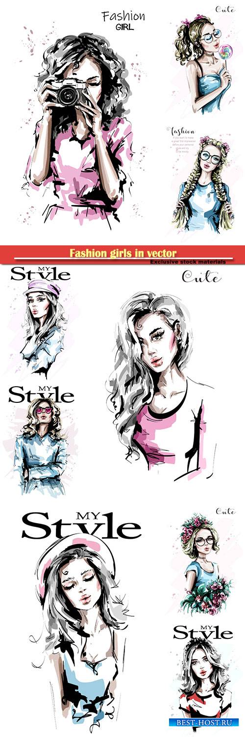 Fashion girls in vector