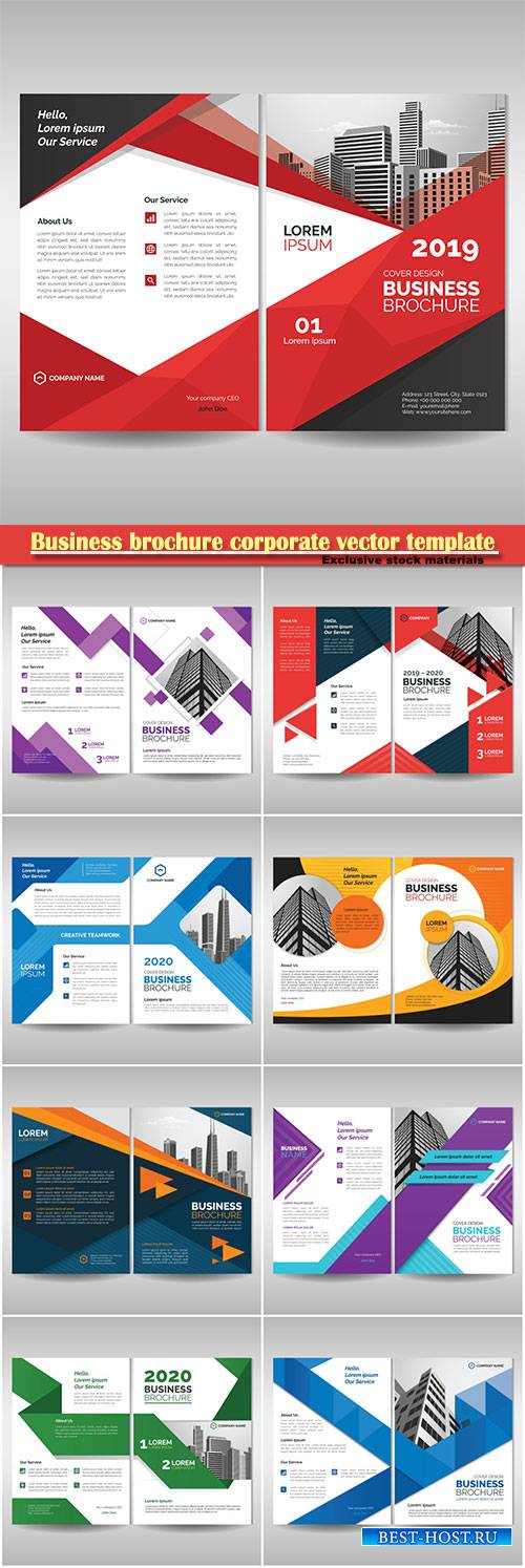 Business brochure corporate vector template, magazine flyer mockup # 43