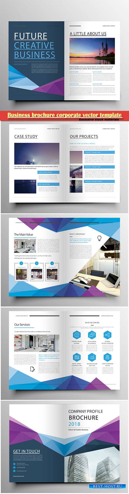 Business brochure corporate vector template, magazine flyer mockup # 46