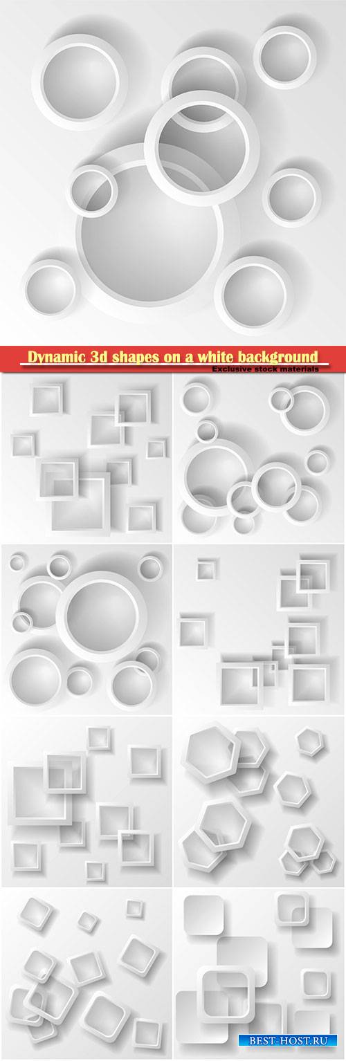 Dynamic 3d shapes on a white background, design for abstract geometric back ...