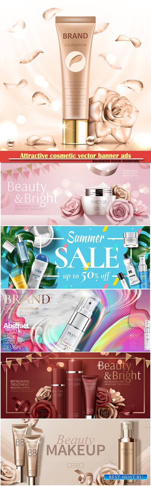 Attractive cosmetic vector banner ads