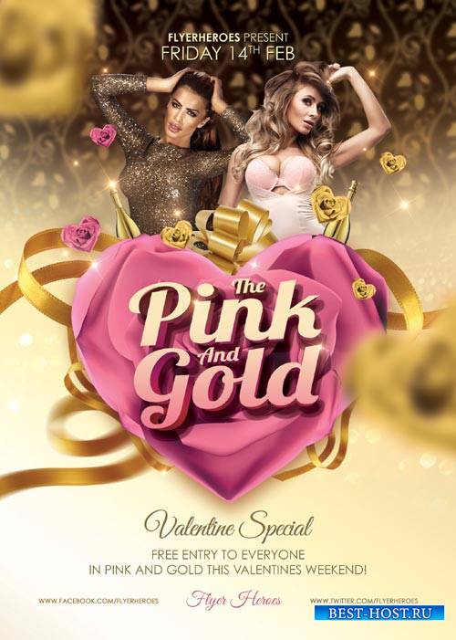 Pink and Gold psd flyer template