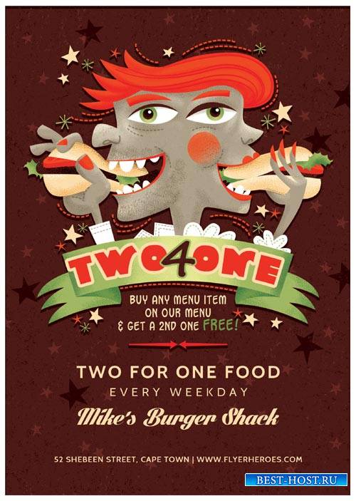 Two for One psd flyer template