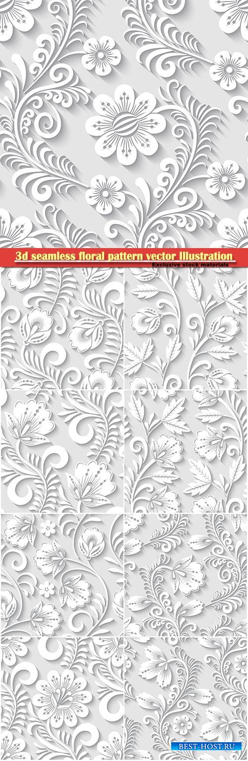 3d seamless floral pattern vector Illustration