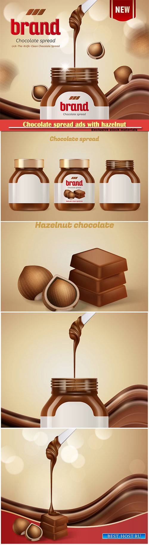 Chocolate spread ads with hazelnut and dripping paste in 3d illustration