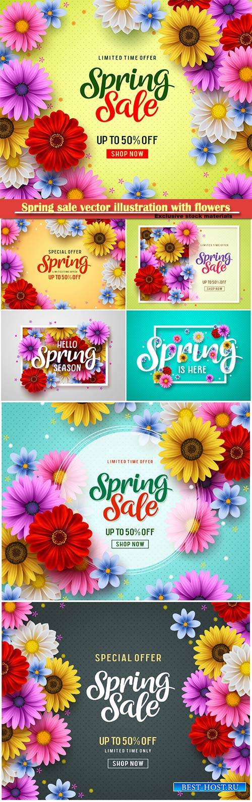 Spring sale vector illustration with flowers