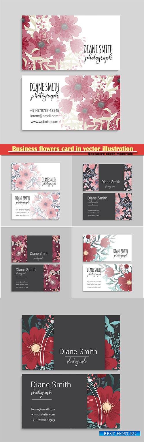 Business flowers card in vector illustration