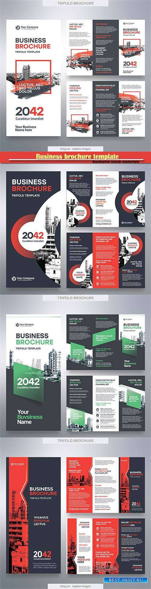 Business brochure template in tri fold layout vector design