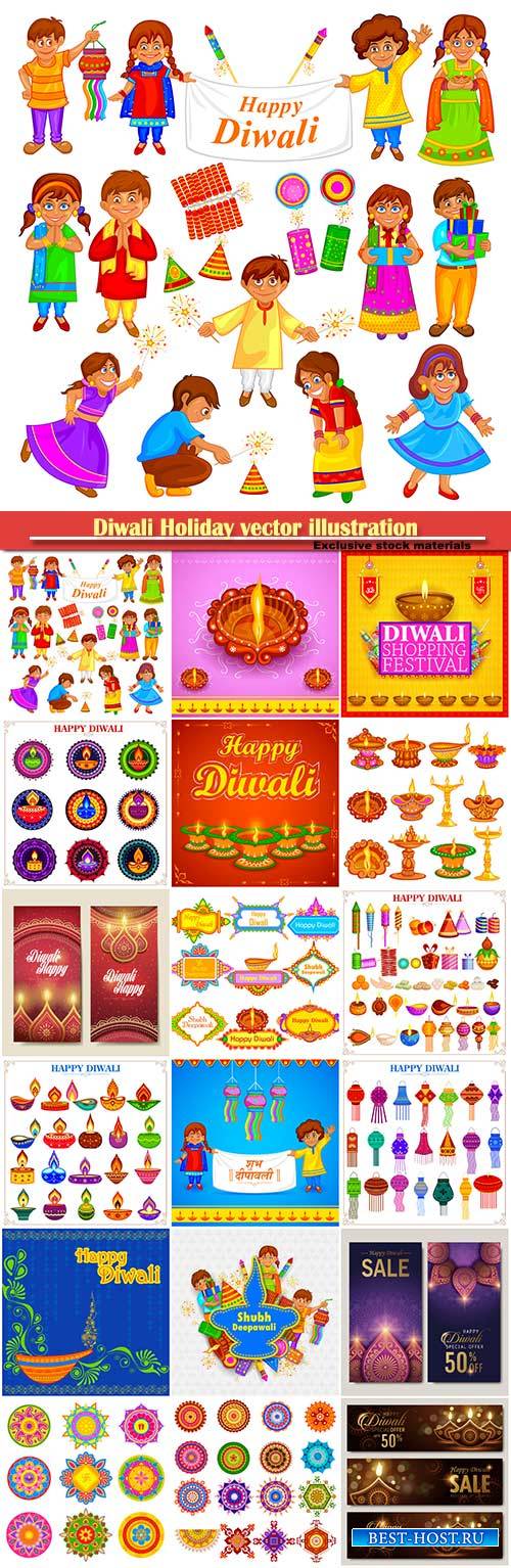 Diwali Holiday vector illustration with burning diya # 3