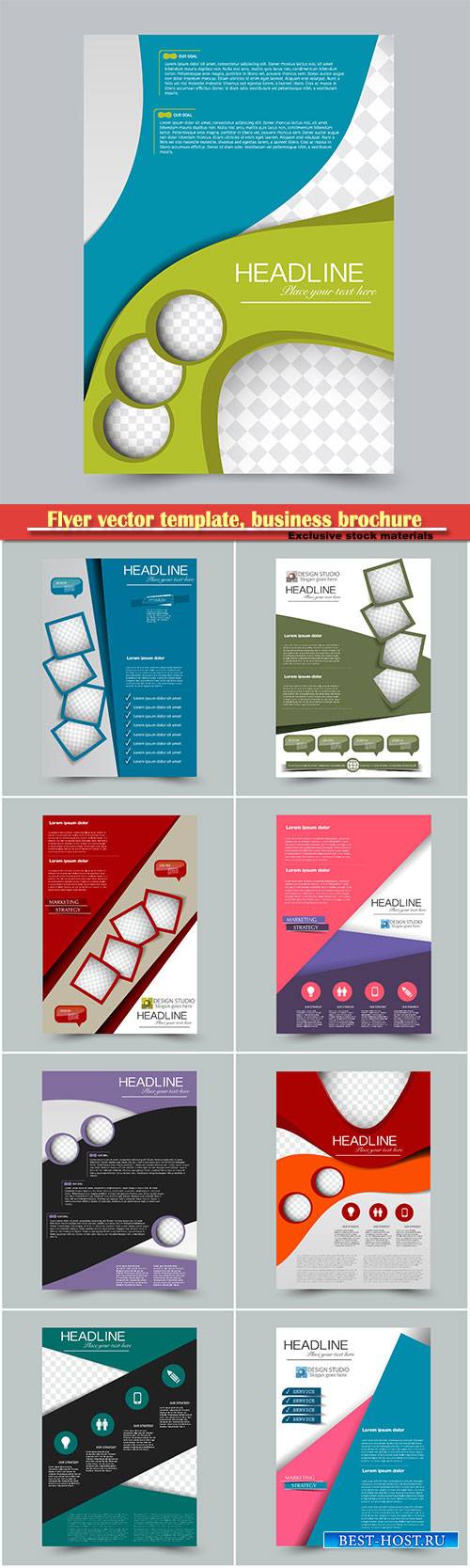 Flyer vector template, business brochure, magazine cover # 4