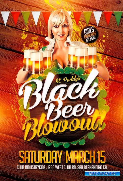 Black Beer Blowout psd flyer template