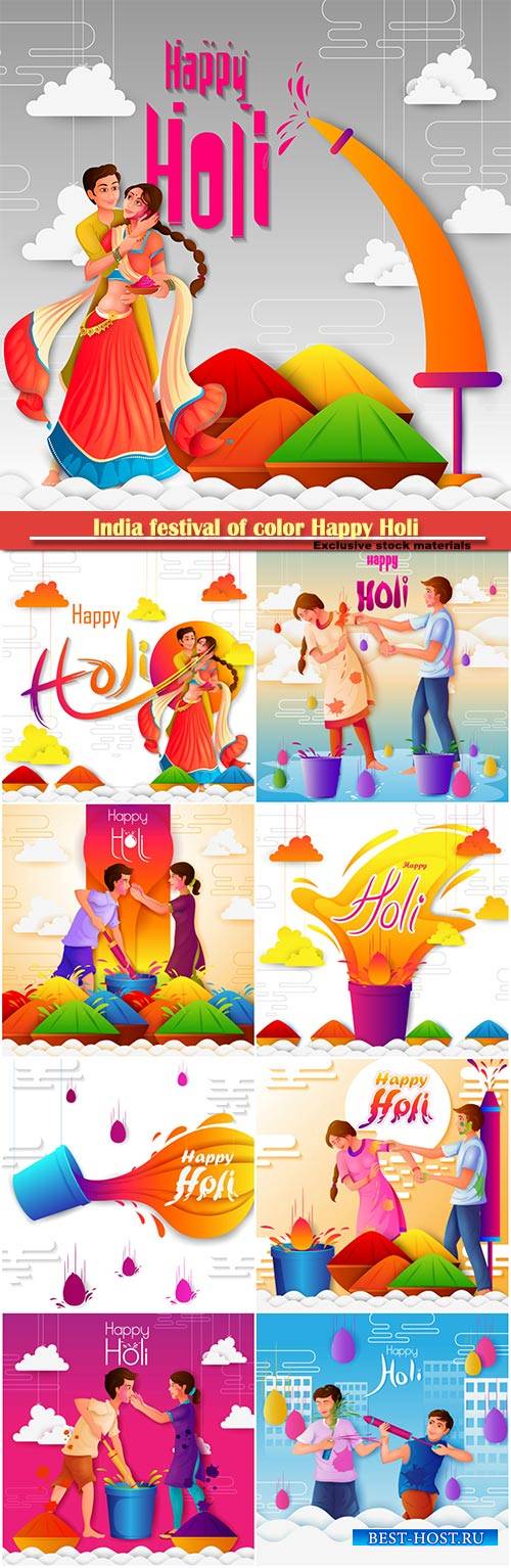 Vector illustration of India festival of color Happy Holi background
