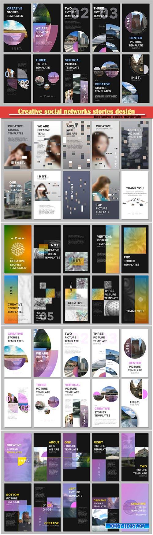 Creative social networks stories design, vertical banner or flyer templates