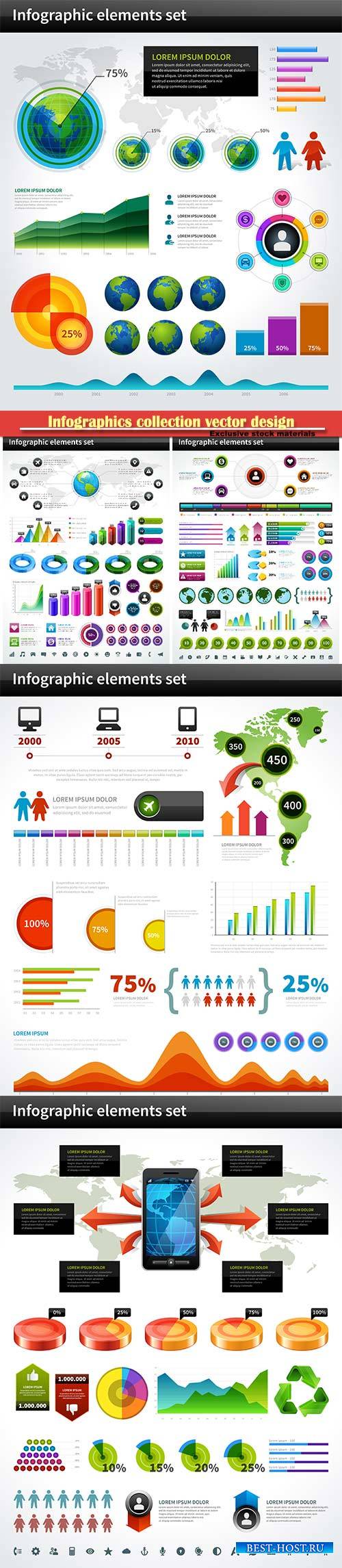 Infographics collection vector design elements, business presentation