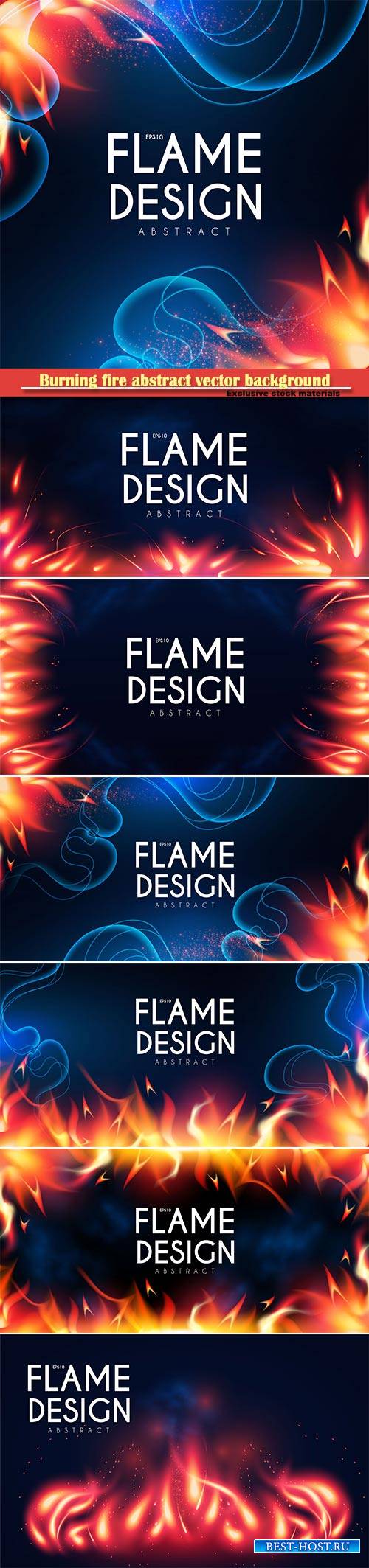 Burning fire abstract vector background, light effect