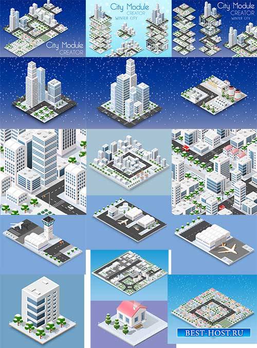 3D модель города - Векторный клипарт / 3D model of city - Vector Graphics