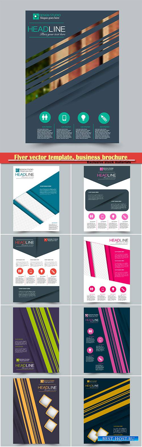 Flyer vector template, business brochure, magazine cover # 38