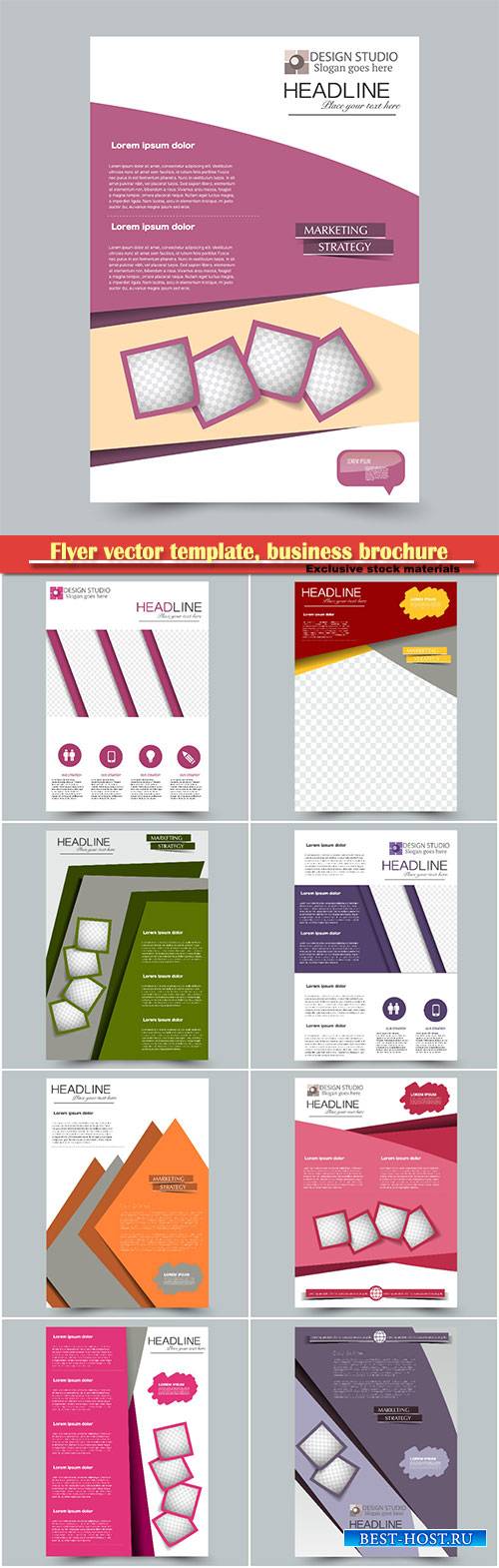 Flyer vector template, business brochure, magazine cover # 37