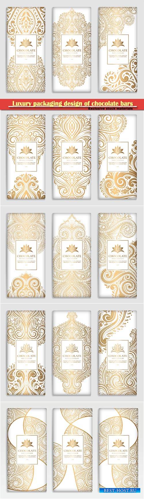 Luxury golden packaging design of chocolate bars
