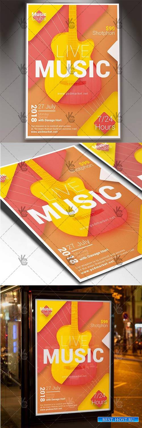 Live Music – Club Flyer PSD Template