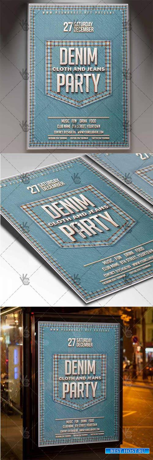 Denim Jeans Party – Club Flyer PSD Template