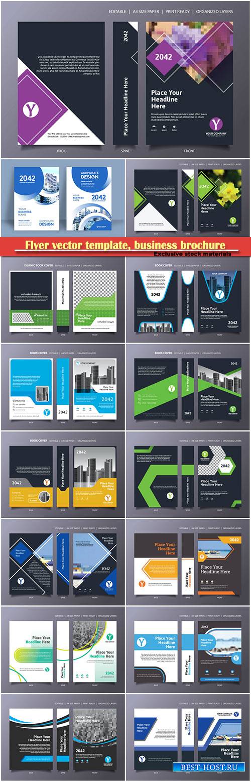 Flyer vector template, business brochure, magazine cover # 42