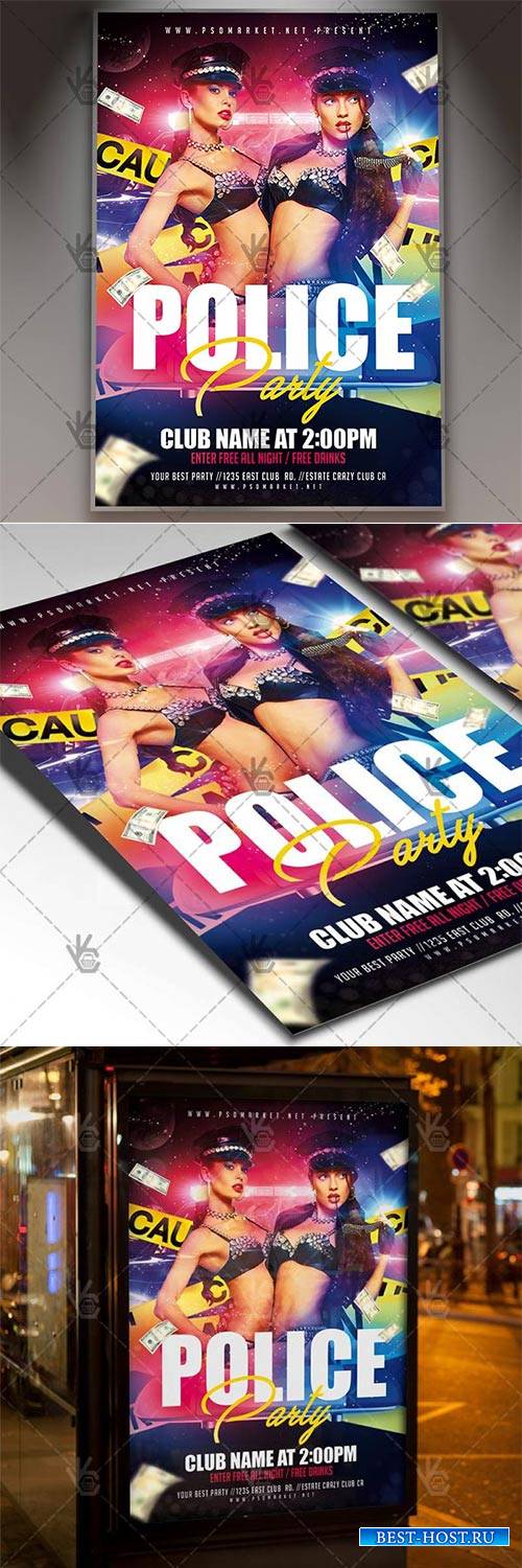 Police Party – Club Flyer PSD Template