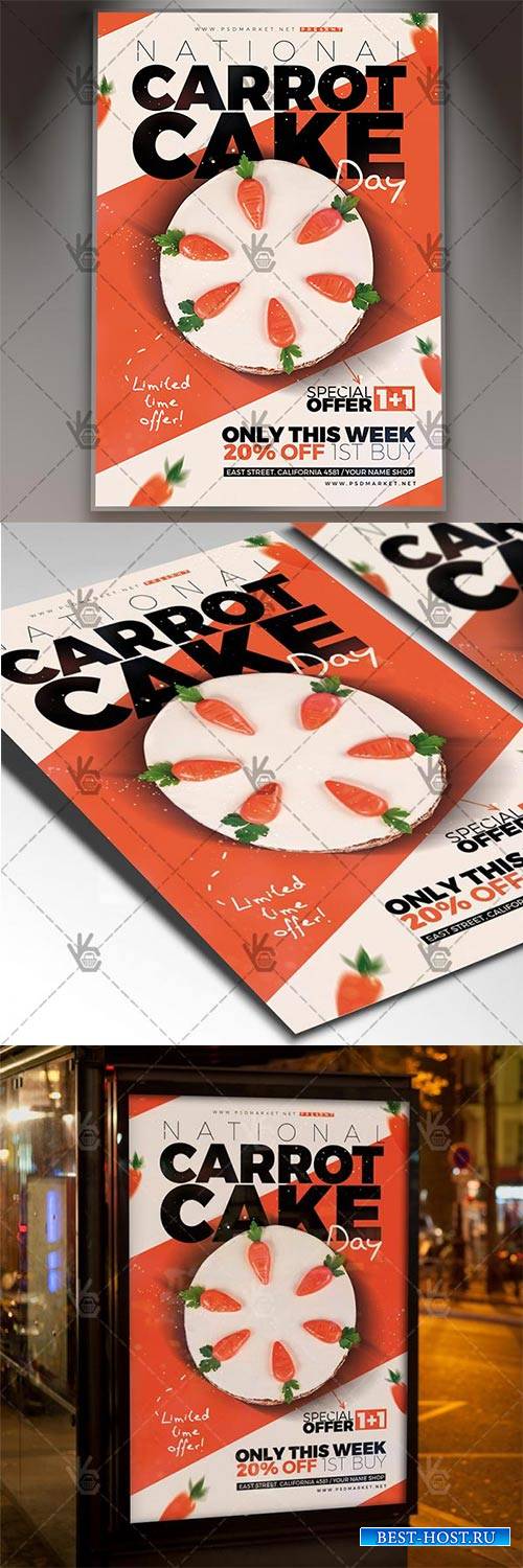 National Carrot Cake Day – American Flyer PSD Template