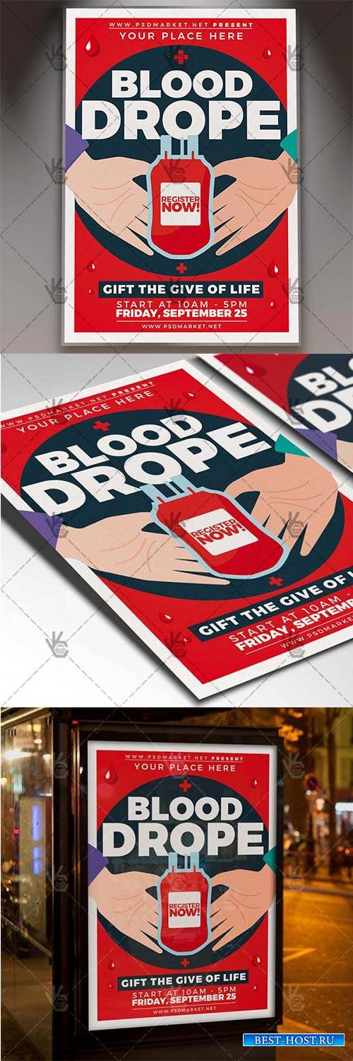 Blood Drope Flyer – Community PSD Template