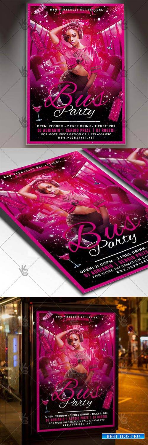 Party Bus Event – Club Flyer PSD Template