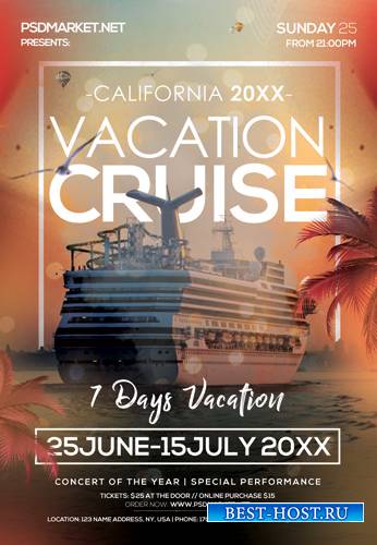 CRUISE VACATION FLYER – PSD TEMPLATE