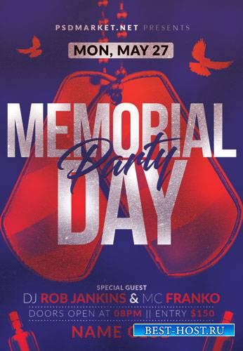 MEMORIAL DAY CLUB PARTY FLYER – PSD TEMPLATE