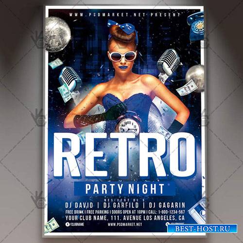 RETRO PARTY NIGHT FLYER - PSD TEMPLATE