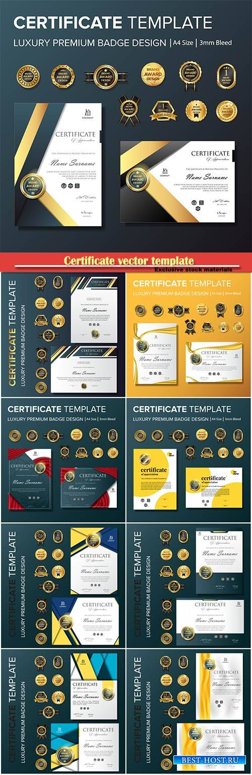 Certificate vector template with luxury and modern pattern,diploma