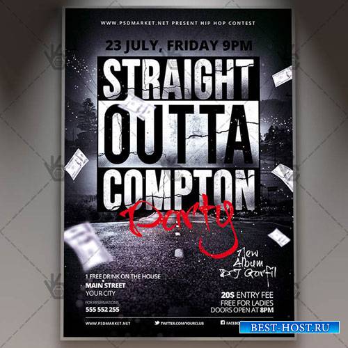 Straight Outta Compton Flyer – PSD Template