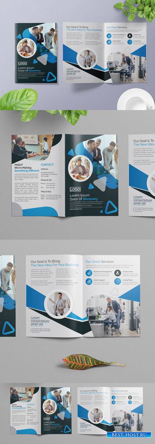 Bifold Business Brochure with Blue Accents 266786770