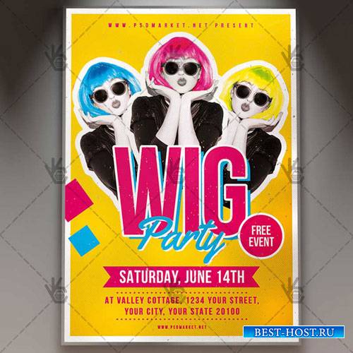 WIG PARTY FLYER - PSD TEMPLATE
